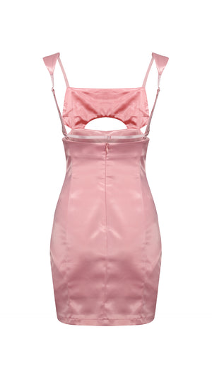Pastel Pink Satin Mini Dress