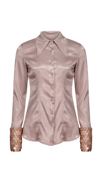 Blush Satin and Sequin Shirt