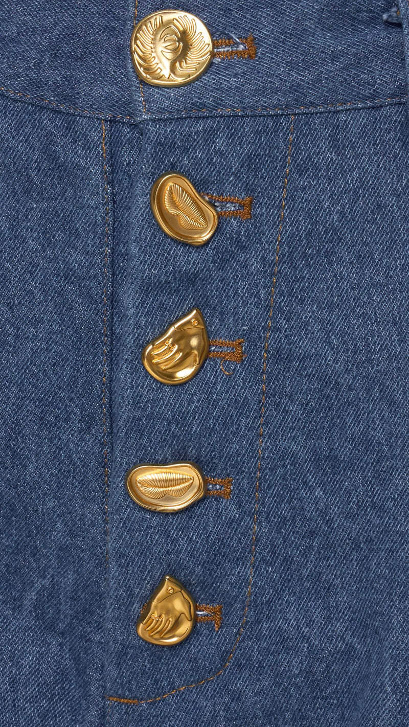 Faded Denim Button Jeans