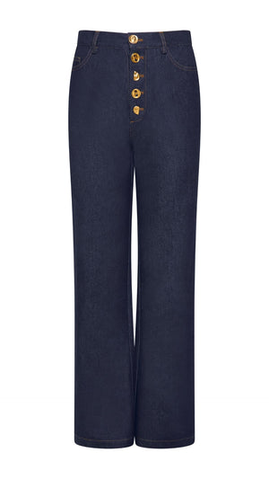 Dark Denim Button Jeans