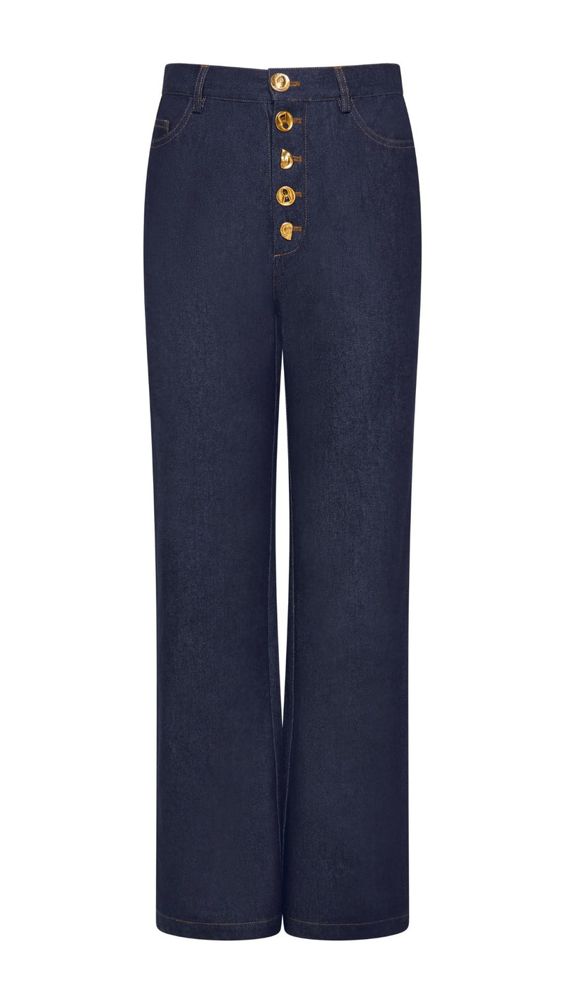 Dark Denim Button Jeans