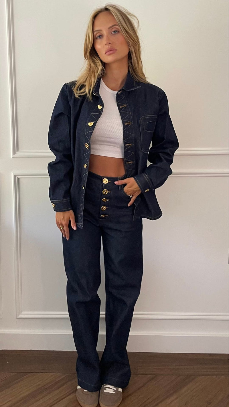 Dark Denim Button Over Shirt