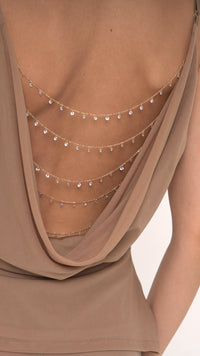 Sienna Charm Caramel Scoop Neck Cami Top with Chain Details