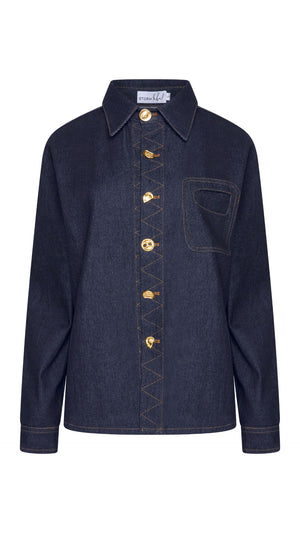 Dark Denim Button Over Shirt