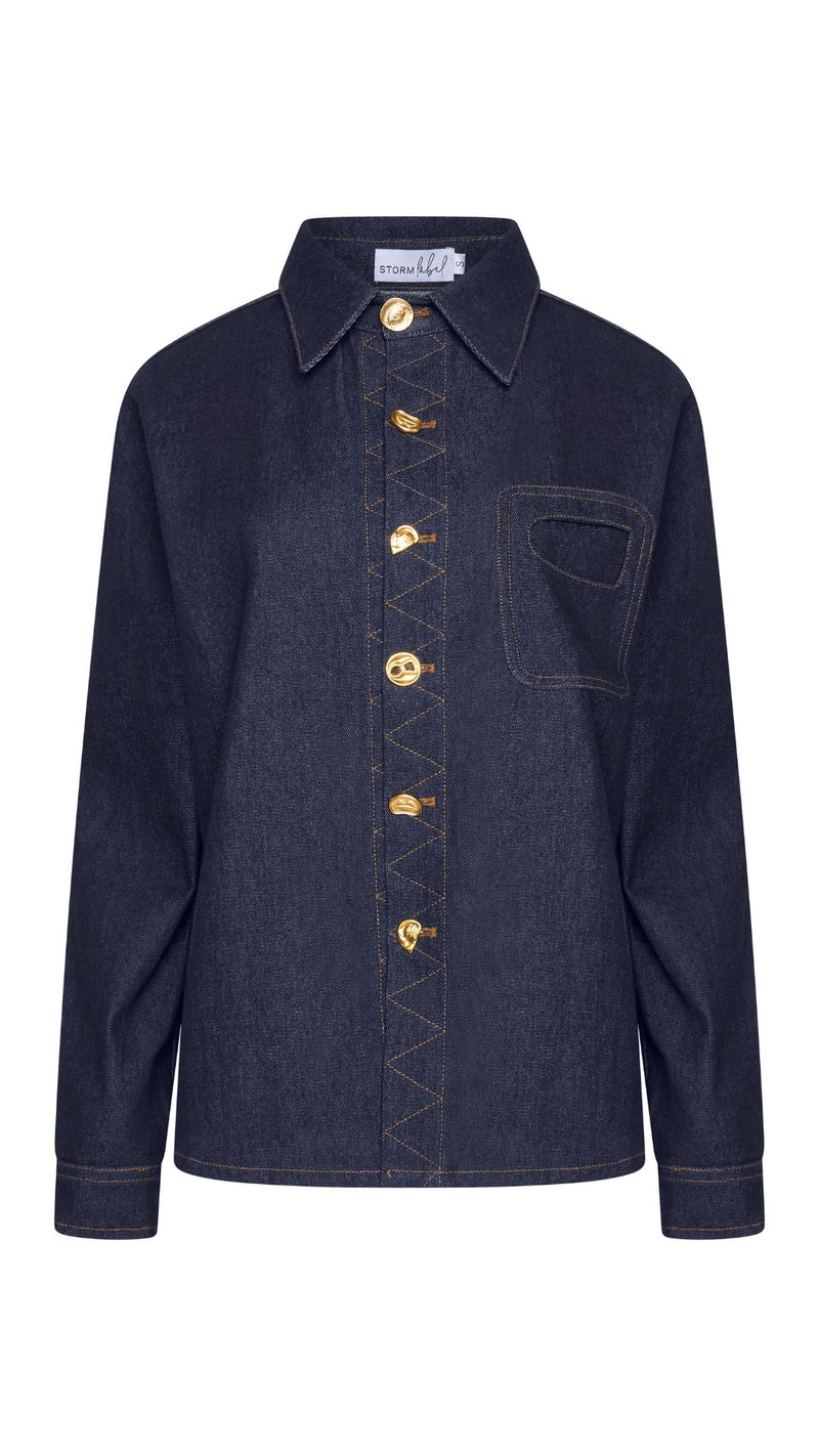 Dark Denim Button Over Shirt