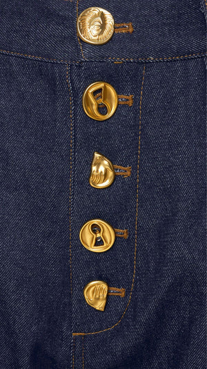 Dark Denim Button Jeans