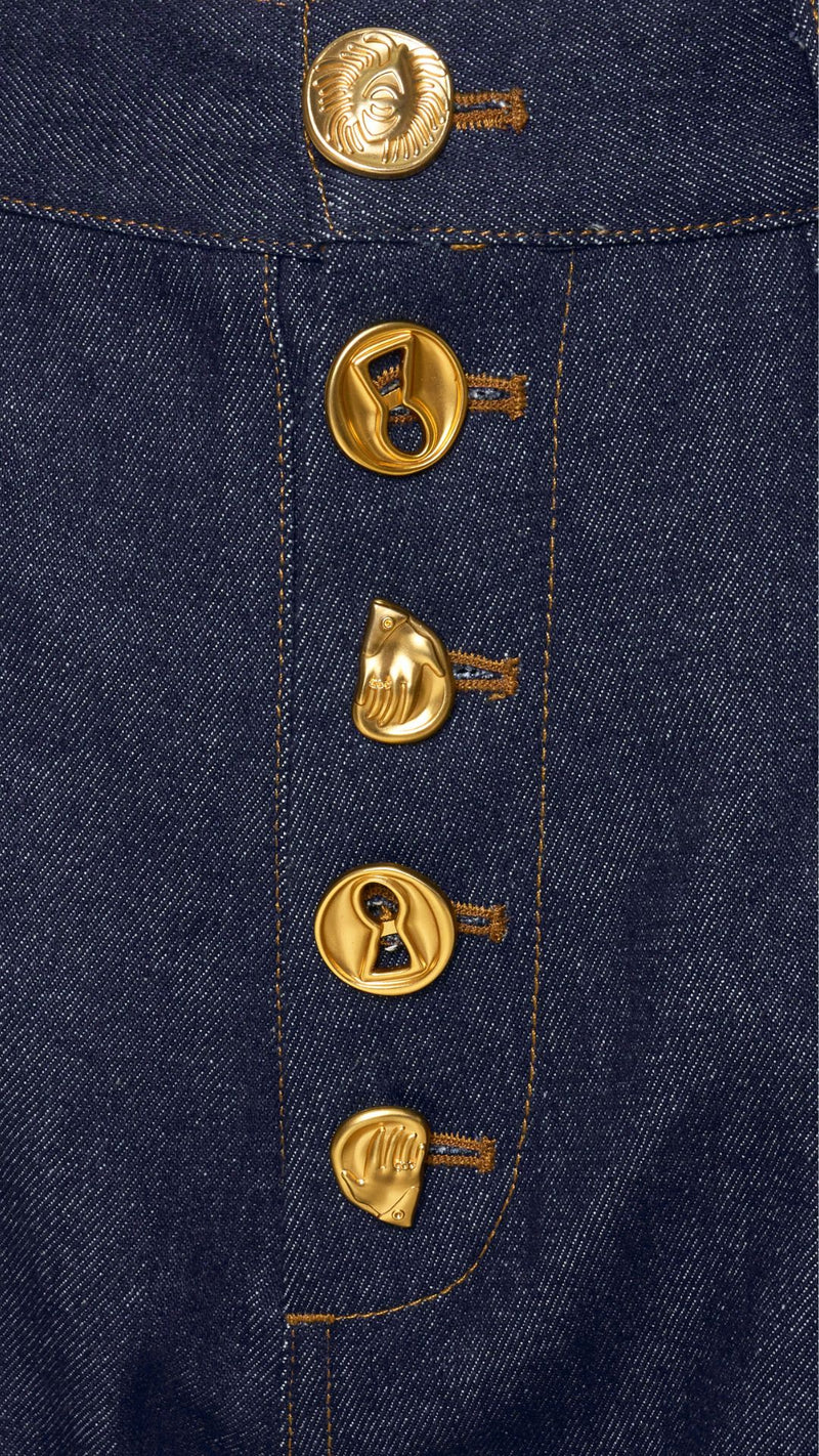 Dark Denim Button Jeans