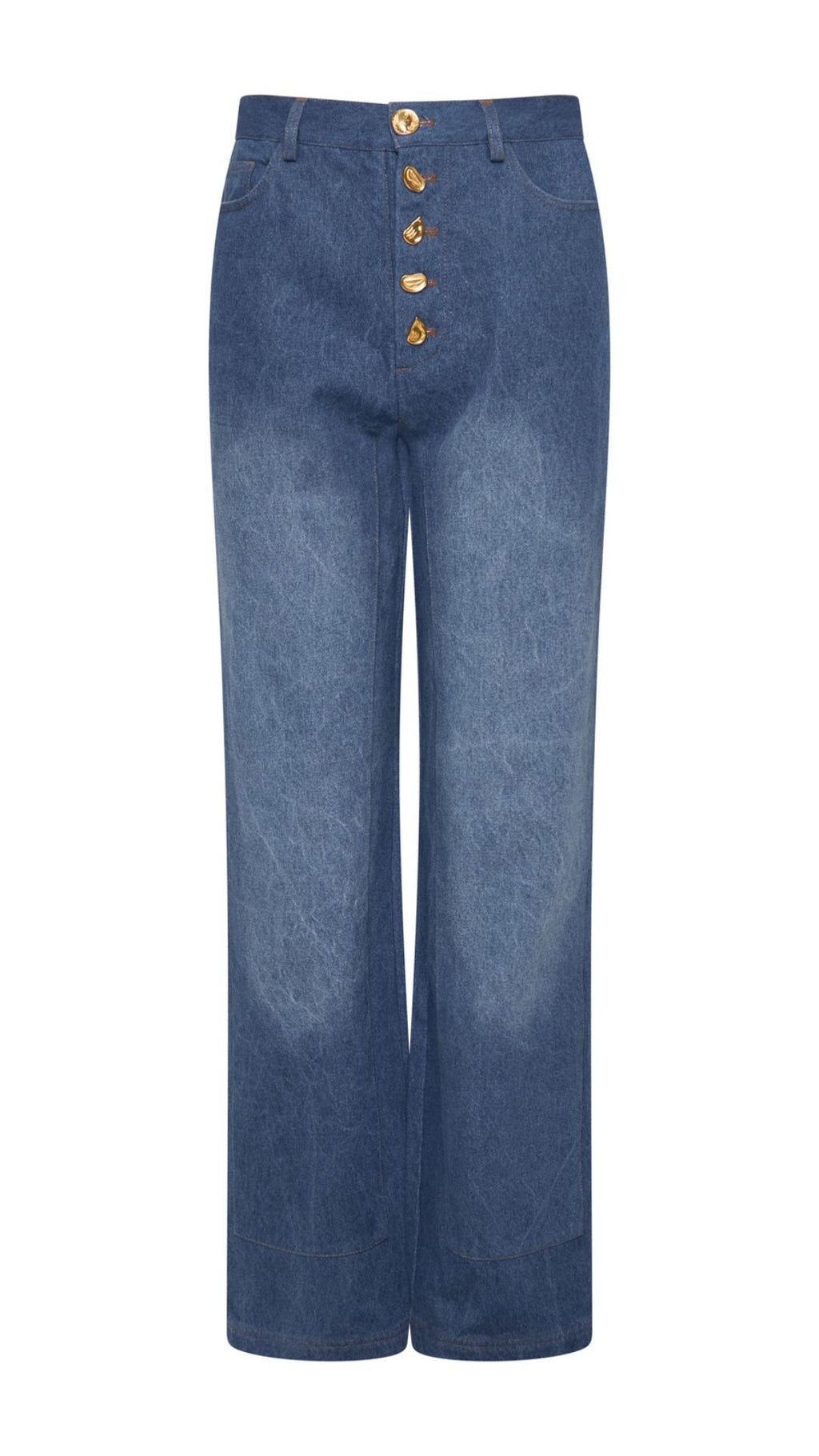 Faded Denim Button Jeans