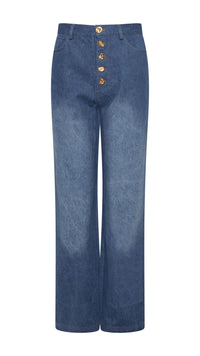 Faded Denim Button Jeans