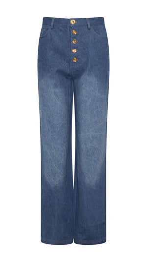 Faded Denim Button Jeans