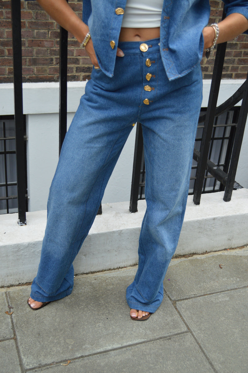 Button Up Faded Denim Jeans