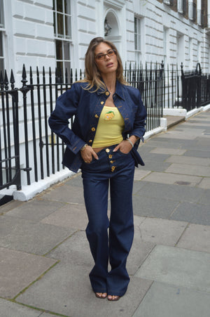 Button  Up Dark Denim Jeans