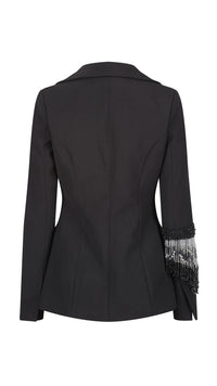 Ritz Black Beaded Fringe Blazer