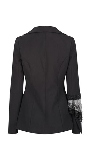 Ritz Black Beaded Fringe Blazer