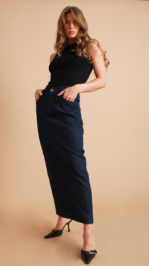 Saxe Denim Maxi Skirt