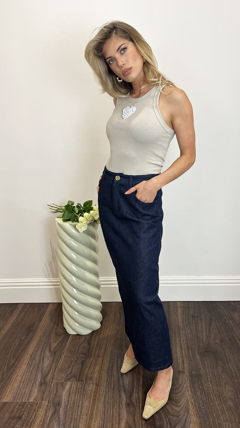 Taupe Racer Top