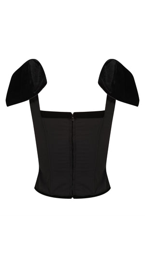 Crescent Black Corseted Top