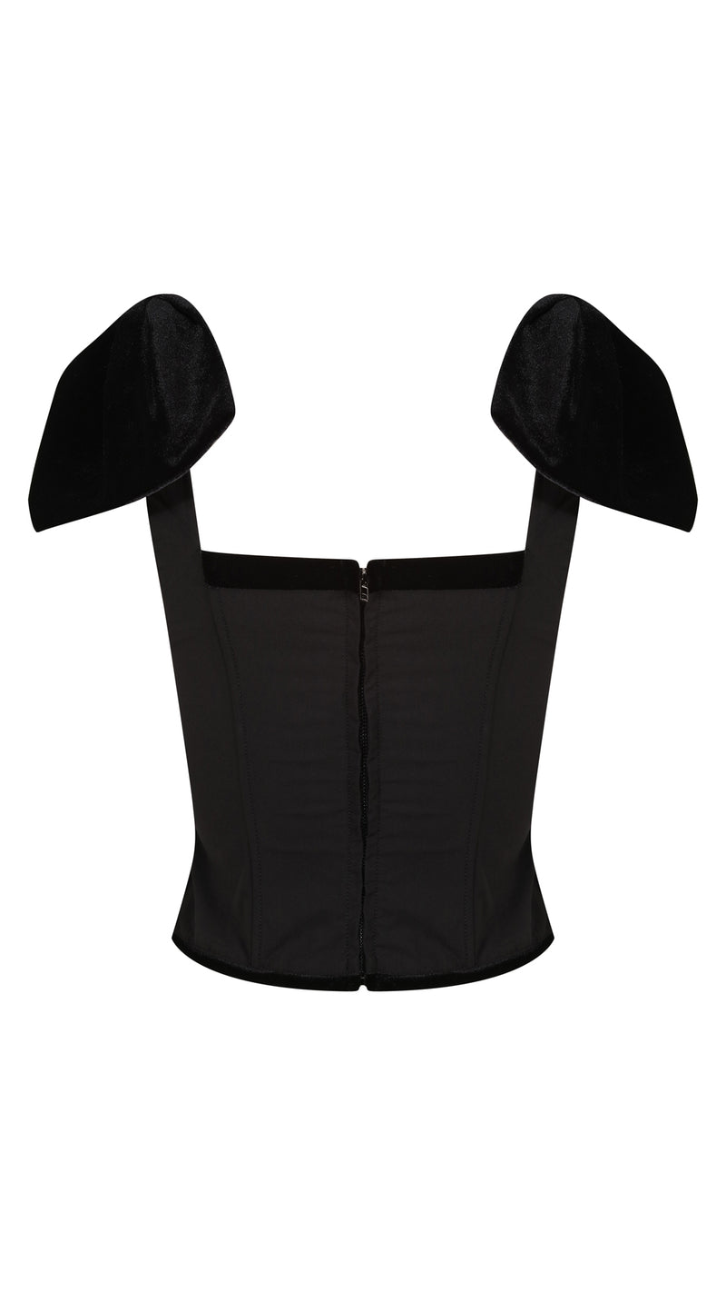 Crescent Black Corseted Top