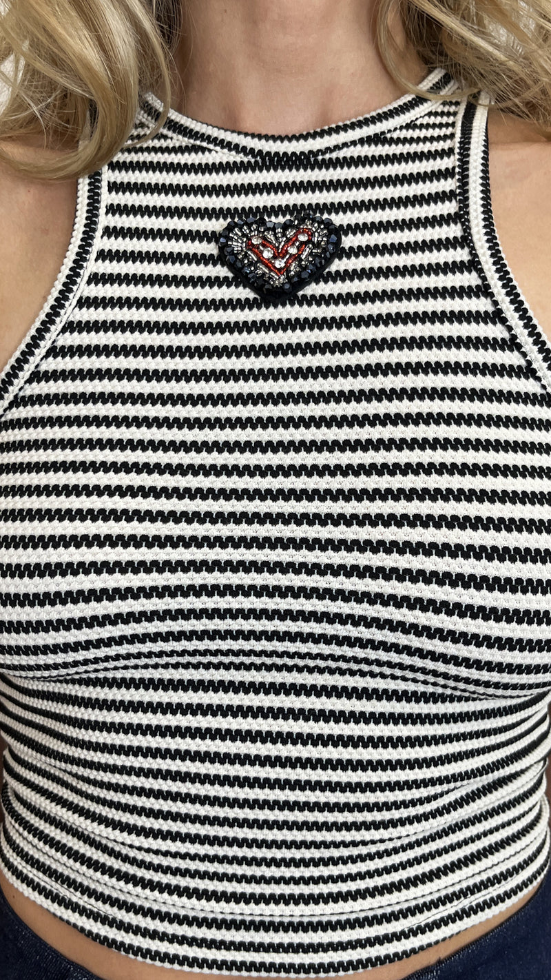 Mono Stripe Racer Top