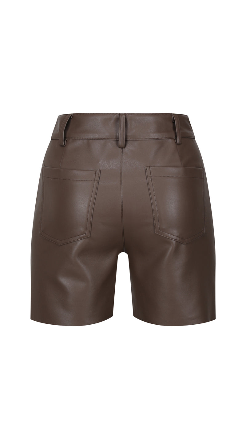 Koi Faux Leather Coffee Shorts