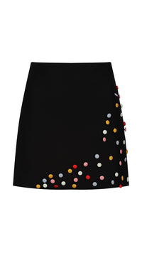 'Smartie' Black Mini Skirt with Buttons