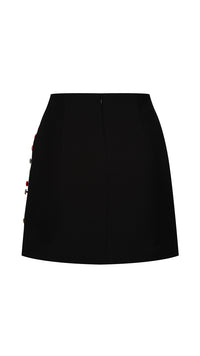 'Smartie' Black Mini Skirt with Buttons