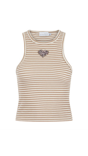Caramel Stripe Racer Top