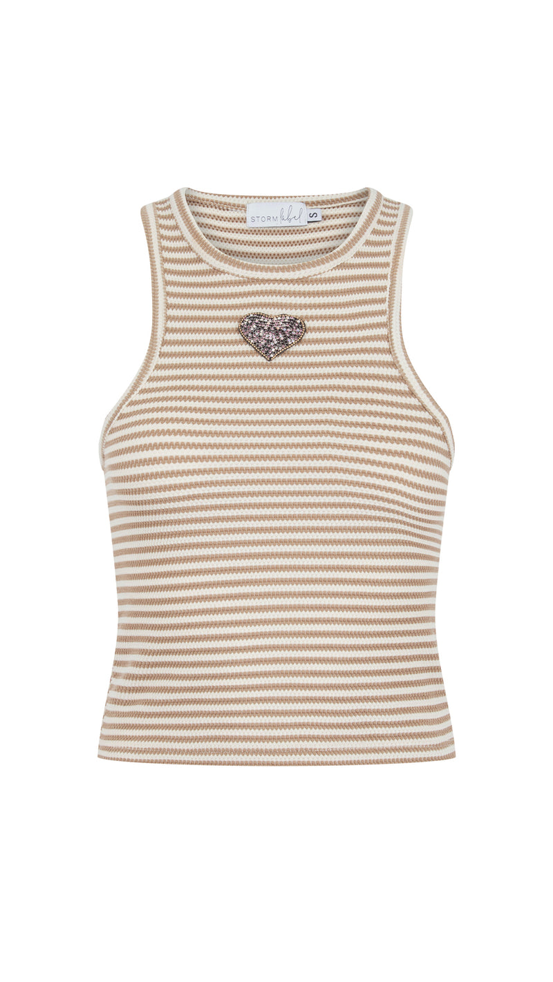 Caramel Stripe Racer Top
