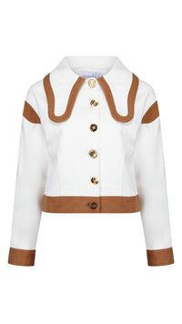 Dual Cream and Brown Denim Jacket