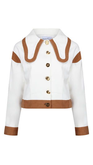 Dual Cream and Brown Denim Jacket