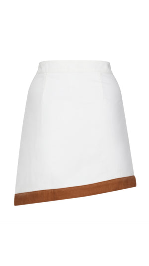 Dual Cream and Brown Denim Skirt
