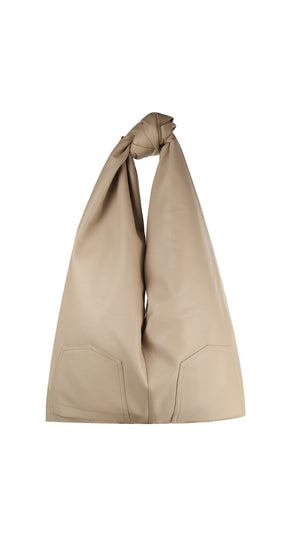 Bottoms Up Faux Leather Tote Bag in Ecru