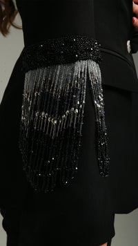 Ritz Black Beaded Fringe Blazer