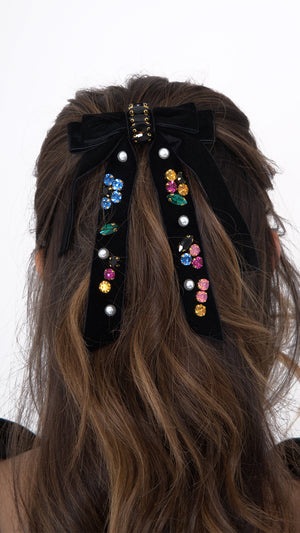 Mirage Black Velvet Bow Hair Clip