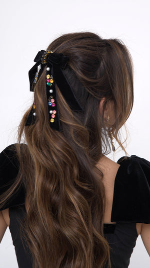 Mirage Black Velvet Bow Hair Clip