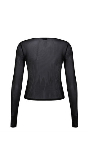 Black Hibiscus Mesh Top