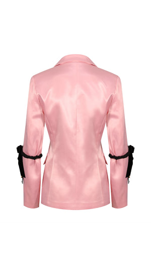 Mirage Pink Satin Embellished Garter Blazer
