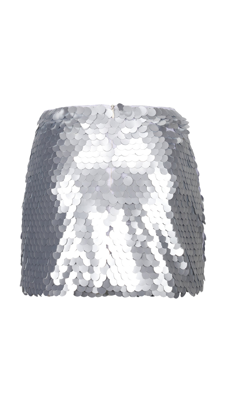 Moonlight Silver Disc Sequin Skirt