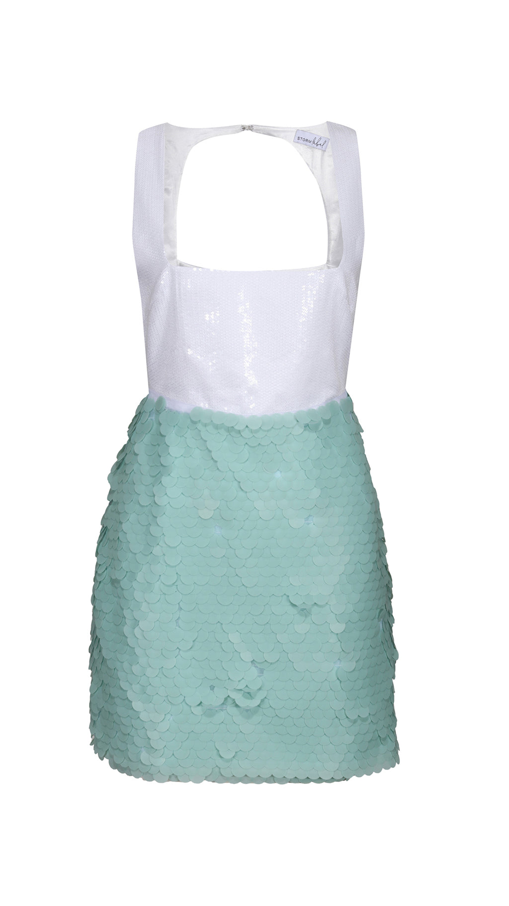 Mint Green and White Sequin Dress