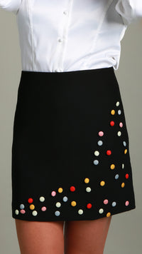 'Smartie' Black Mini Skirt with Buttons