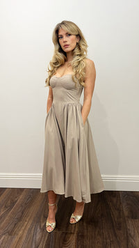 Anacapri Taupe Midi Dress