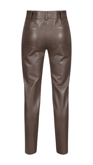 Cross Cut Cocoa Vegan Leather Trouser