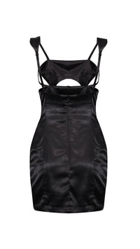 Noir Satin Black Mini Dress