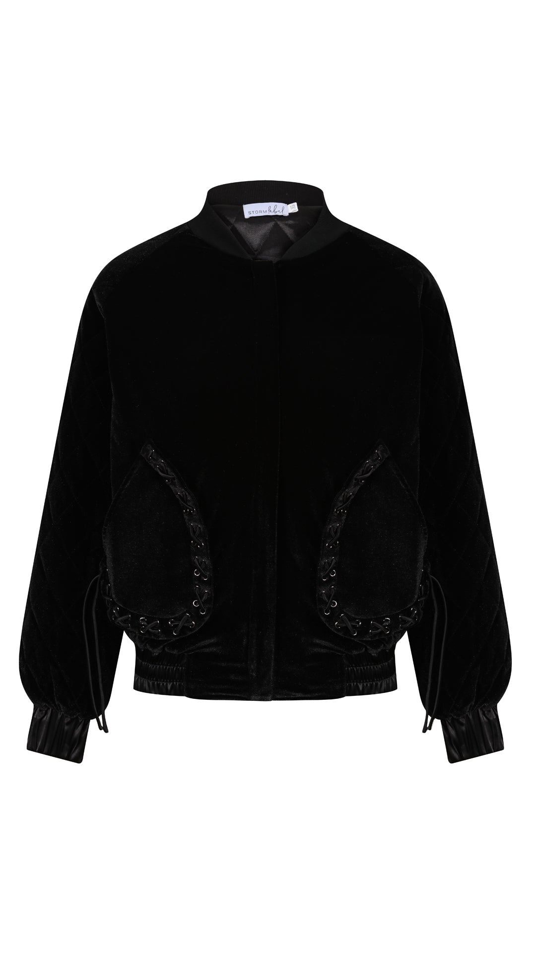 Reversible Black Velvet Bomber Storm Label