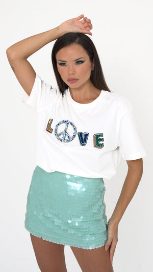 Mint Green Disc Sequin Skirt